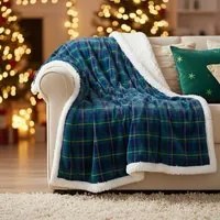 Plaid tartan verde 160x210 cm sherpa
