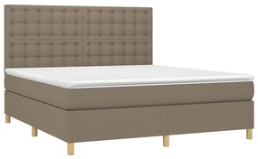 Letto a molle con materasso e led tortora 180x200 cm in tessuto