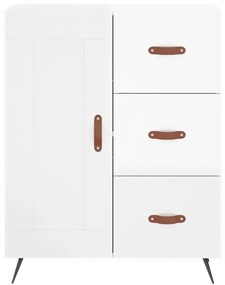 Credenza Bianco Lucido 69,5x34x180 cm in Legno Multistrato