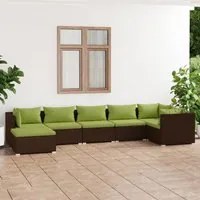 Set Divani da Giardino 7 pz con Cuscini in Polyrattan Marrone cod mxl 44413