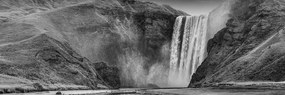 Stampa su tela – Cascata iconica in Islanda in bianco e nero