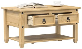 Tavolino Con Cassetti Corona 85x50x45 Cm Legno Massello Di Pino /