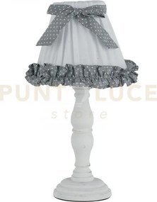 Lume candy bianco con legno 1 luce attacco e14 18x34cm con paralume