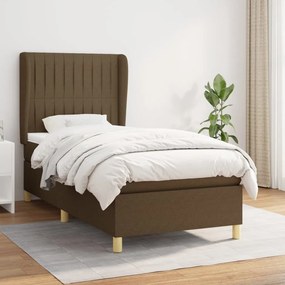 Giroletto A Molle Con Materasso Marrone Scuro 90x200 Cm Tessuto /