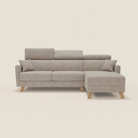 Francy divano letto angolare sfoderabile - penisola contenitore e poggiatesta reclinabili in tessuto smacchiabile T17 beige