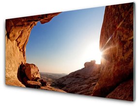 Quadro acrilico Roccia, sole, paesaggio 100x50 cm