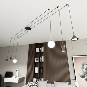 Sospensione Moderna Decentrata Frigg 6 Luci Nera