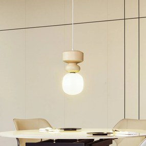 Lucande lampada a sospensione Fidelo, bianco/giallo, vetro, ceramica, 18 cm