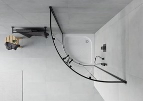 Mexen Rio cabina doccia semicircolare 70 x 70 cm, trasparente, nero + piatto doccia Rio, bianco - 863-070-070-70-00-4710
