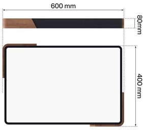 Plafoniera LED Rettangolare 30W CCT, 60x40cm, Legno/Nero Colore Bianco Variabile CCT