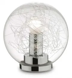 Ideal Lux -  Lampada da tavolo a sfera MAPA MAX TL1 D20  - Lampada da tavolo a sfera: sostegno in cromo e diffusore sferico in vetro soffiato trasparente (all'interno, filamenti di alluminio).
