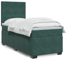 Giroletto A Molle Con Materasso Verde Scuro 90x190 Cm Velluto /