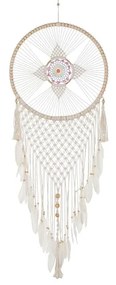 Acchiappasogni DKD Home Decor Piume Cotone Bianco Rattan Boho (52 x 1 x 145 cm) (1)