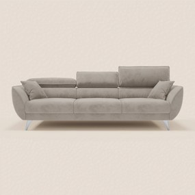 Michelangelo 4 Posti – Divano con 3 sedute estensibili e poggiatesta reclinabili in elegante tessuto vellutino smacchiabile T30