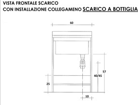 Mobile Lavatoio 60x60x85cm 2 Ante Asse in Termoplastico Montegrappa Marella Bianco...