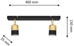 Faretto LED TUBSSON 2xGU10/4,8W/230V nero/oro