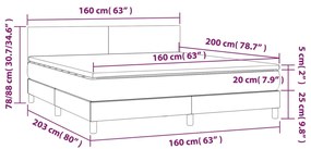 Letto a Molle con Materasso e LED Blu Scuro 160x200 cm