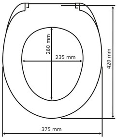 Sedile per wc nero con chiusura facilitata , 44 x 37 cm Kos - Wenko