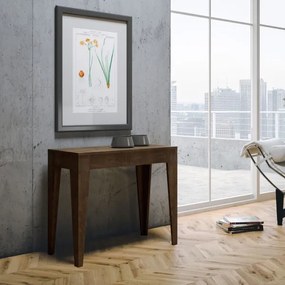 Consolle Allungabile 90x42 cm Isotta Noce da 14 posti lunghezza Fino a 3,02 metri