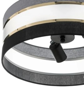 Lampadario a sospensione con supporto rigido HELEN 3xE27/15W/230V nero/grigio/oro