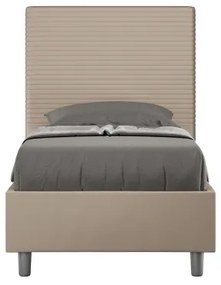 Letto senza rete imbottito 80x210 similpelle tortora Focus