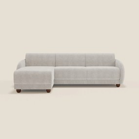 Giglio divano letto angolare con materasso alto 18 cm e penisola contenitore in morbido bouclé impermeabile T07 bianco