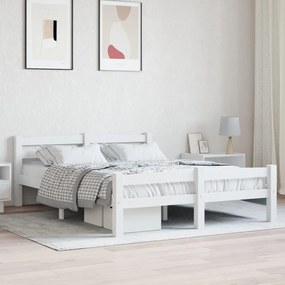 Giroletto Senza Materasso Bianco 140x200 Cm İn Legno Di Pino /