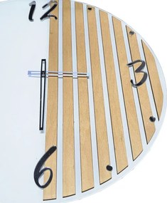 Orologio da Parete moderno 65 cm Vetro Bianco e Rovere