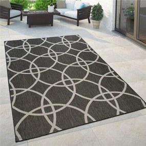 Tappeto di Design per interni ed esterni Varie Dimensioni Cerchi  Colore Nero, Dimensioni cm 120x170