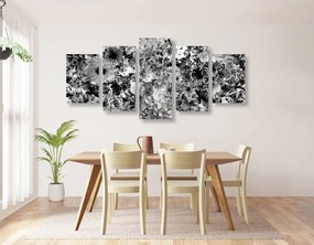 Quadri 5 pezzi – Fiori in bianco e nero