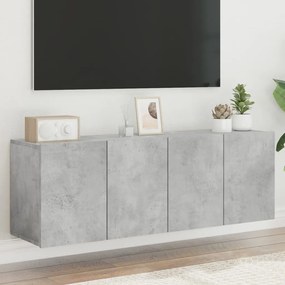 Mobili Tv A Parete 2pz Grigio Cemento 60x30x41 Cm /