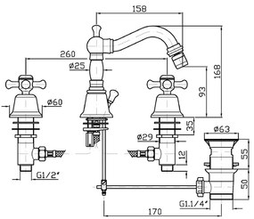 Gruppo Bidet 3 fori con bocca girevole Cromo 900 Z46368.8008 Zucchetti Delfi