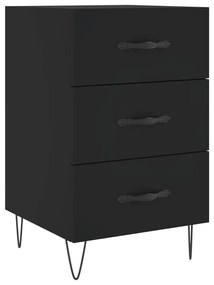 Comodino nero 40x40x66 cm in legno multistrato