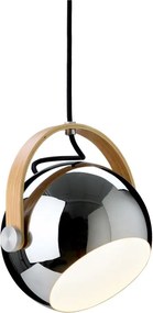 Halo Design 734443 - Lampadario su cavo DC 1xE27/40W/230V Ø 18 cm cromo lucido/rovere