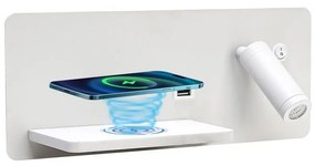Immax 08286L-LED Applique con ripiano, USB e ricarica wireless LED/3W/230V + LED/3W
