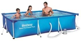 PISCINA STEEL PRO RETTANGOLARE TELAIO PORTANTE CM.300X201X66H. kg.20,1 lt.3.300 filtro cartuccia (art.56411) BESTWAY