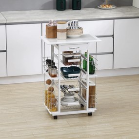 Carrello da Cucina con Ripiani e Cassetto Piano di Lavoro in Ceramica 57x37x83 cm...