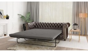 Divano letto marrone scuro in similpelle 203 cm York - Ropez