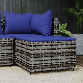 Poggiapiedi Da Giardino Con Cuscino İn Polyrattan Grigio /
