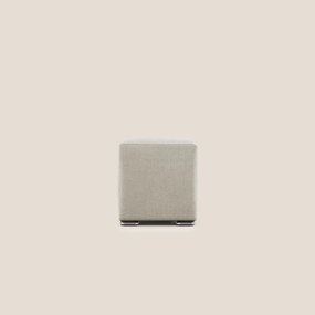 Cube pouf in tessuto morbido impermeabile T02 panna