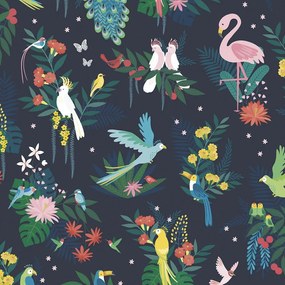 Carta da parati per bambini 10 m x 50 cm Birds Carnival - Lilipinso