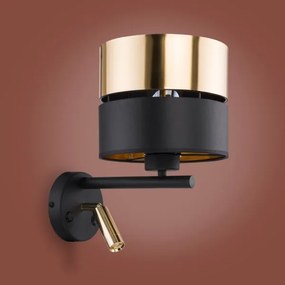 Lampada da parete LED HILTON 1xE27/15W/230V + LED/3W/230V ottone/nero