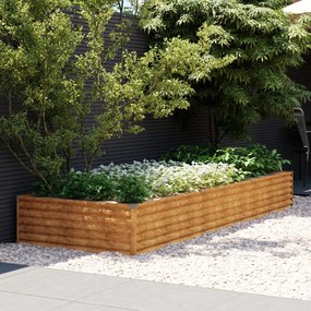 Fioriera Rialzata Da Giardino 291x100x36 Cm İn Acciaio Corten /