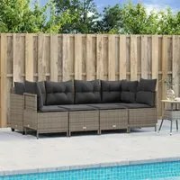 Set Divano da Giardino 5 pz con Cuscini Grigio in Polyrattan 3261523