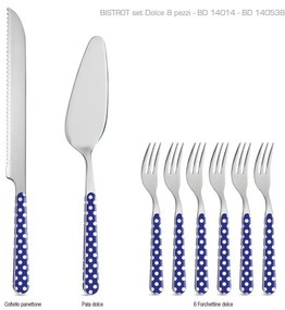 Set 8 Pezzi Posate da Dolce - Pois Blu