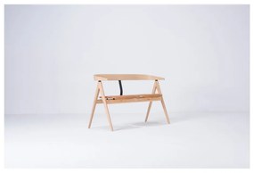 Panca in legno di quercia con seduta in pelle Ava - Gazzda