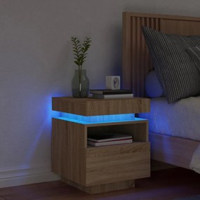 Comodino Con Luci Led Rovere Sonoma 40x39x48,5 Cm /