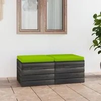 Pouf da Giardino su Pallet 2 pz con Cuscini in Massello di Pino cod mxl 72342