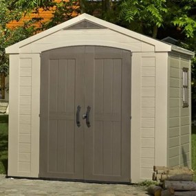 Casetta da giardino KETER in resina Factor con porta doppio battente, superficie totale 4.67 m² e spessore parete 16 mm