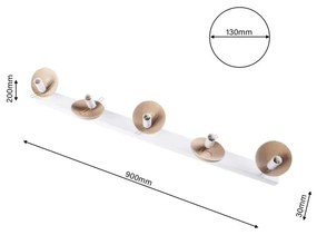 Lampadario a plafone SFERA WOOD 5xE14/40W/230V bianco